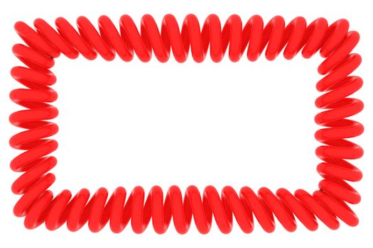 Red spiral frame on white, 3d render
