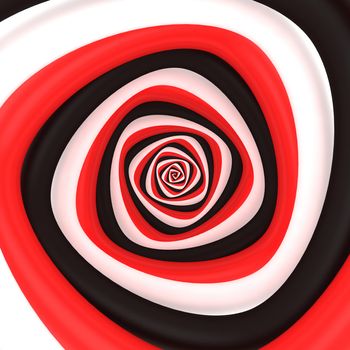 Triangular vortex of black, white, red colors