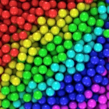 Heap of multicolored balls, three-dimensional computer graphic.