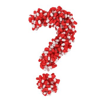 Question mark made from red and white capsules