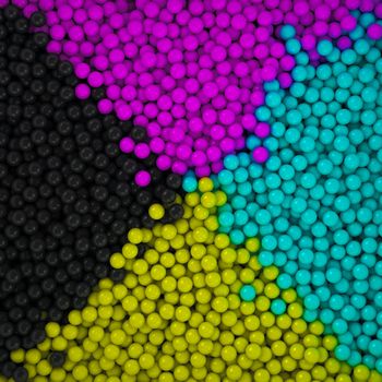 CMYK palette made from balls, 3d computer graphic