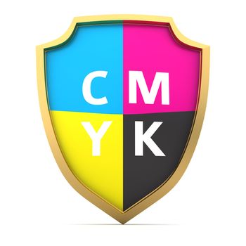Shield painted with cmyk colors