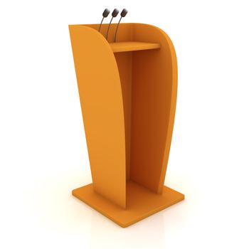 Podium equiped by microphones isolated on the white background