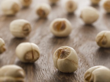 close up of lotus seeds on table