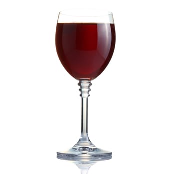red wine in a glass isolated on thite background