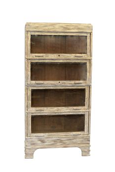 restored, distressed antique bookcase isolated in white background.