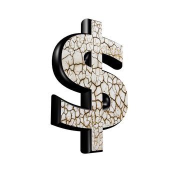 abstract 3d currency sign with dry ground texture - dollar currency sign