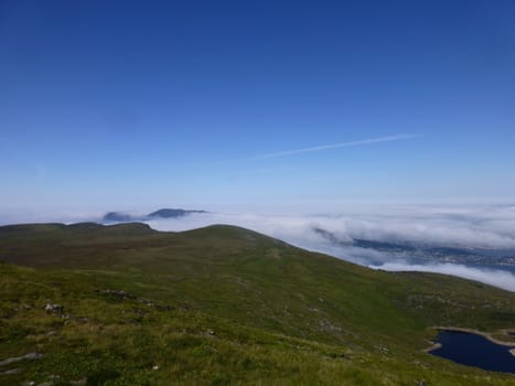 Mountains covered by fog