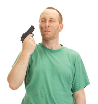 Depressive man with a gun