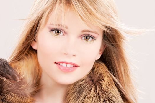 picture of lovely teenage girl in fur