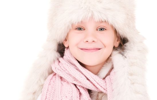 picture of happy girl in winter hat