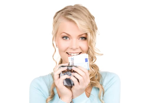 picture of lovely woman with purse and money