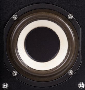 Close up view of black speaker