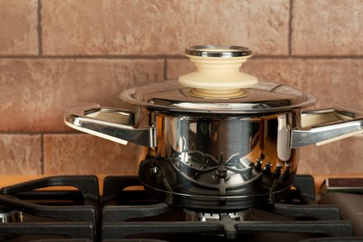 Pan on a stove in the kitchen