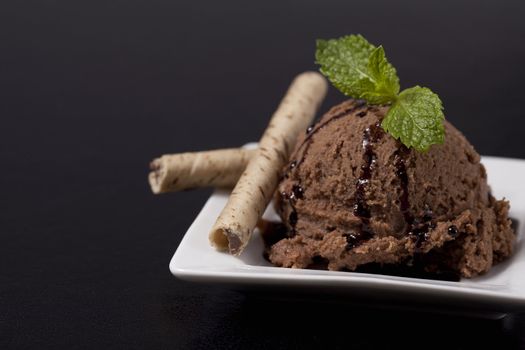 ice cream isolated on black background