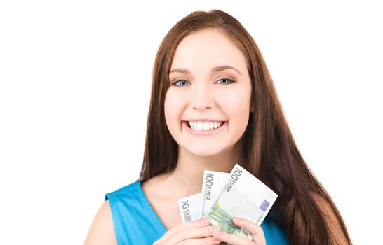 bright picture of lovely teenage girl with money