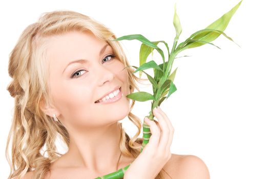 picture of woman with sprout over white