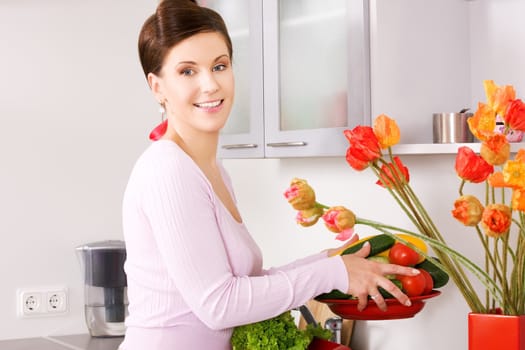 picture of beautiful woman in the kitchen