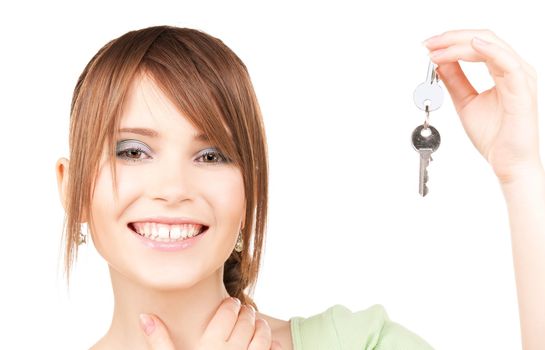 picture of happy teenage girl with keys