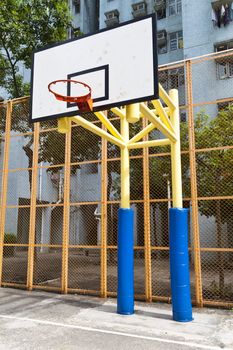 Basketball court in perspective view