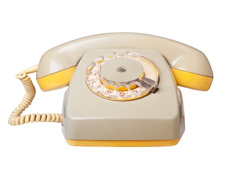 Vintage telephone isolated on white background, clipping path.
