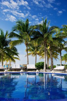 bright picture of beautiful caribbean tropical resort