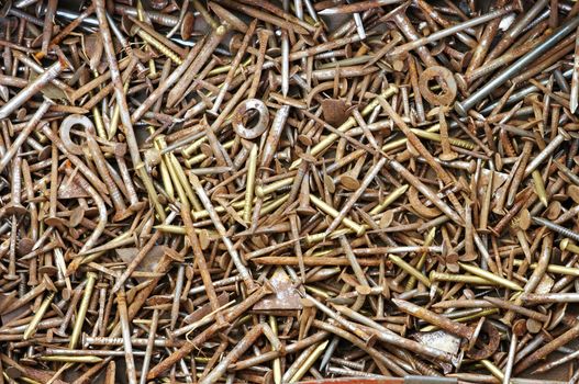 Heap of the rusty nails