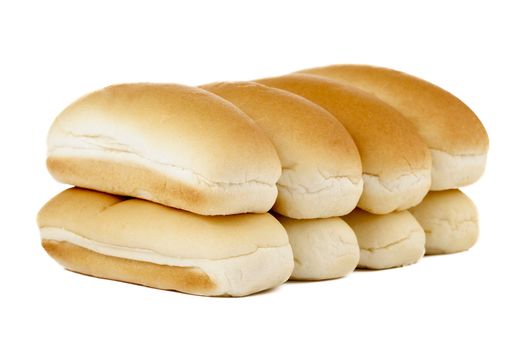 long loaf bread on white background
