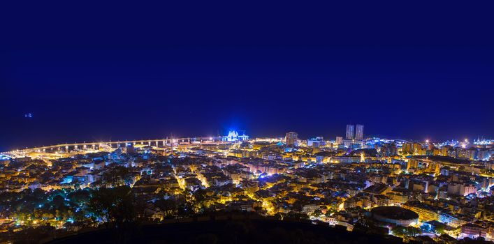 Aerial night in Santa Cruz de Tenerife at Canary Islands