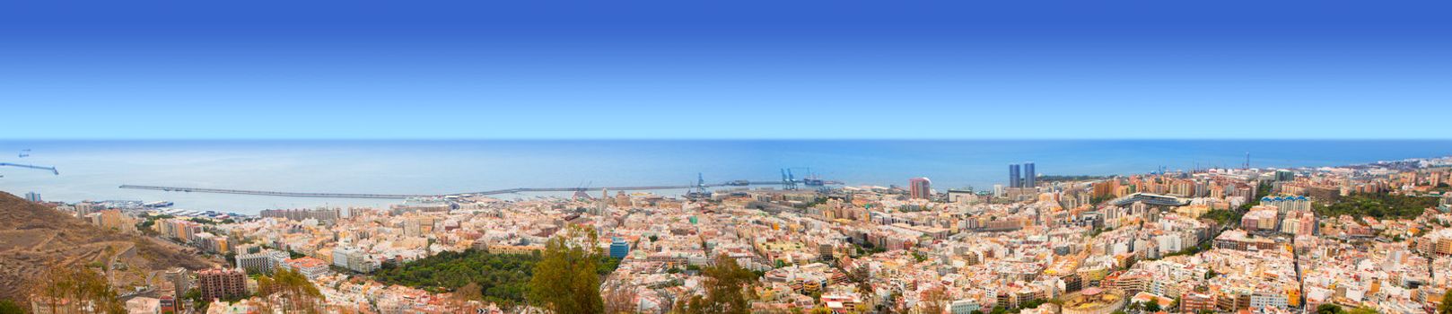 Aerial of Santa Cruz de Tenerife panoramic in Canary Islands from Mirador los Campitos