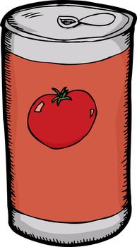 Generic tomato juice can over white background