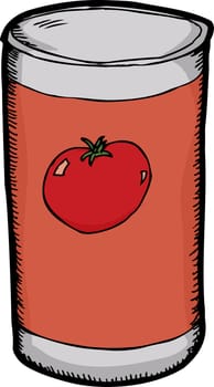 Cartoon of generic tomato sauce over white background