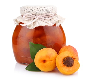 Apricot jam isolated on white background 