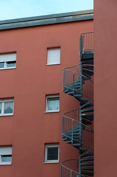 Modern building with a spiral staircase.