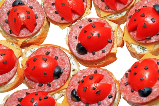 sandwich with tomato on white background