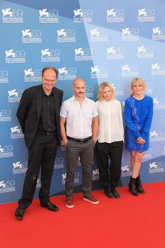 Jean Pierre Ameris, Marc Andre Grondin, Christa Theret and Emmanuelle Seigner pose for photographers at 69th Venice Film Festival