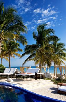 bright picture of beautiful caribbean tropical resort