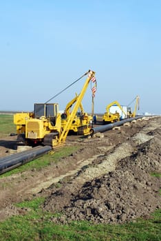 Construction site with gas pipeline