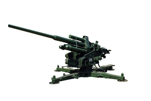 Antiaircraft gun isolated on white