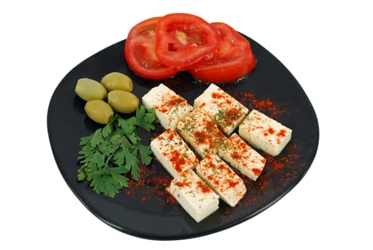 Decorative salad with feta cheese