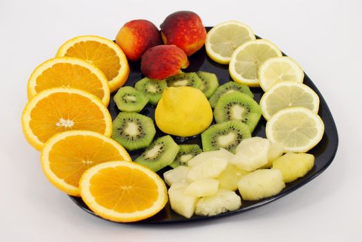 Orange lemon peach pineapple kiwi fruit