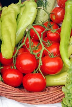 Fresh different vegetables tomato pepper