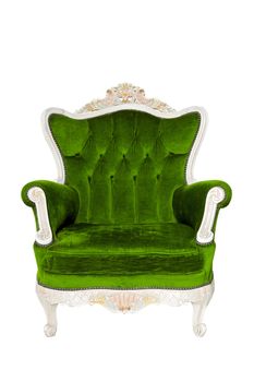 Vintage luxury Green sofa Armchair isolated on white background with Clipping path