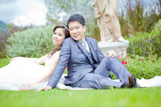 Portrait of Romantic Newleweds Couples for wedding background