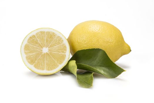 Fresh lemons isolated on a white background