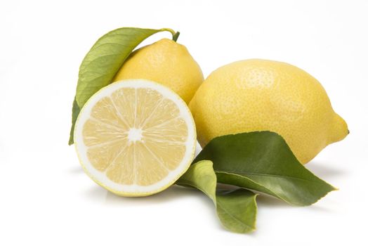 Fresh lemons isolated on a white background