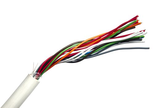 colorful electrical wire isolated on white background