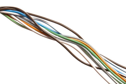 colorful electrical wire isolated on white background