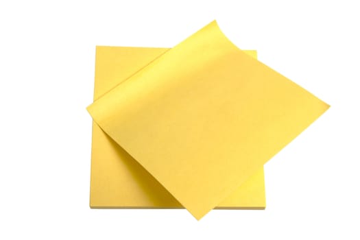Yellow memo paper isolated on white background 