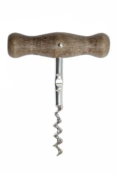 Old corkscrew isolated on white background 